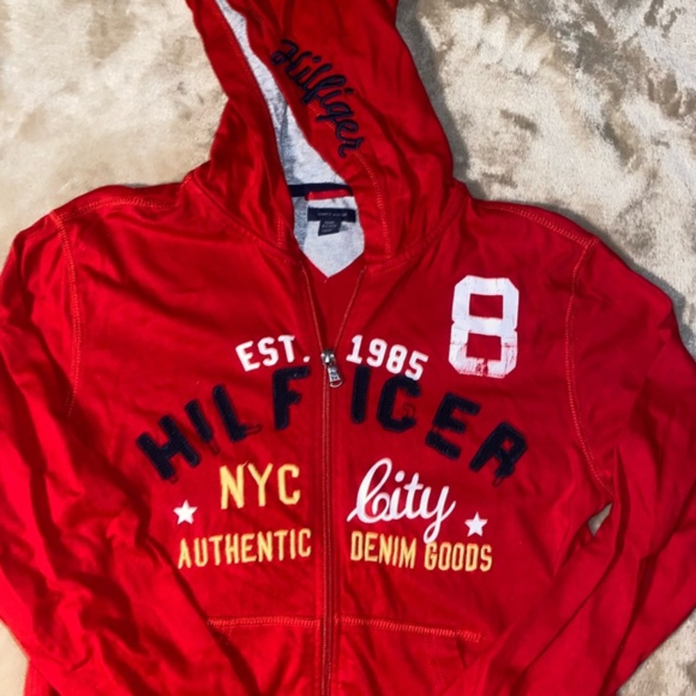 Tommy Hilfiger Red Zip Up Hoodie!